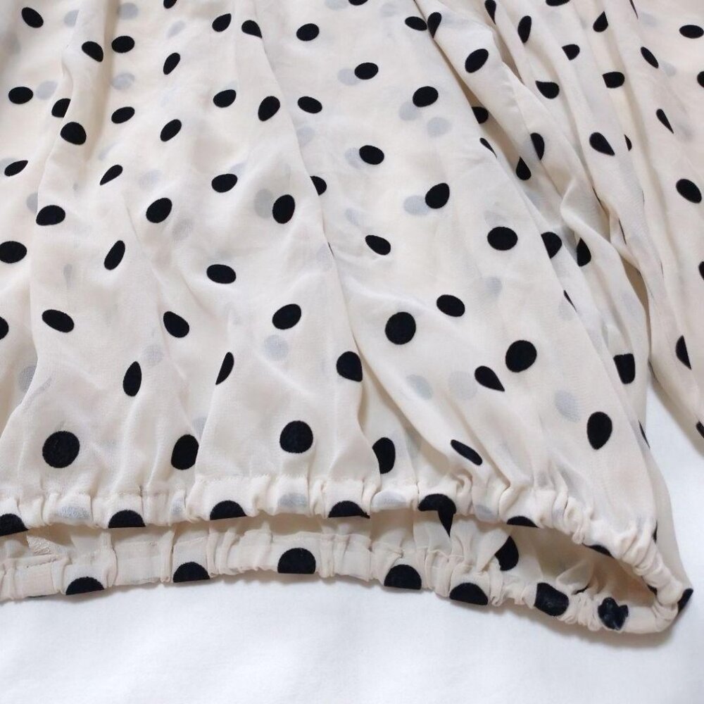 Grable Flocked Dot Pattern Sheer Blouse - image 5